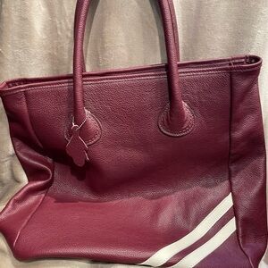 Roots leather varsity stripe tote bag